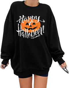 Pumpkin Face Halloween Sweatshirt for Women - XXL