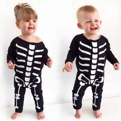 Kids' Bone Print Long Sleeve Romper for Halloween