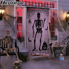 Spooky Skull and Web Halloween Curtain
