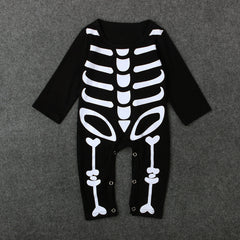 Kids' Bone Print Long Sleeve Romper for Halloween