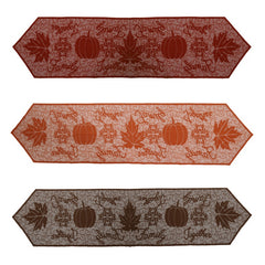 Thanksgiving and Halloween Table Runner with Leaves and Pumpkins