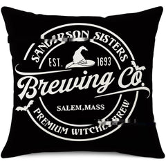 Halloween Pillow Cover with Witch Print