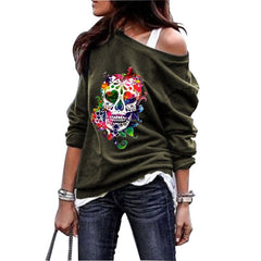 Women's Halloween Skull Crewneck Sweater