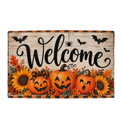 Halloween Welcome Mat – Festive Fall Pumpkin Front Door Decor