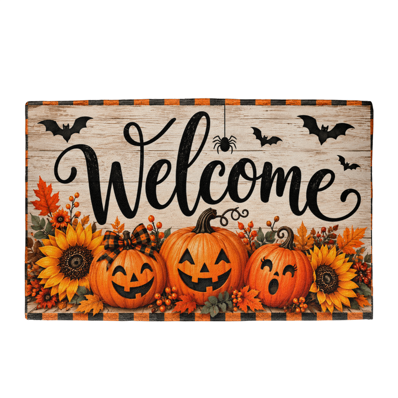 Halloween Welcome Mat – Festive Fall Pumpkin Front Door Decor