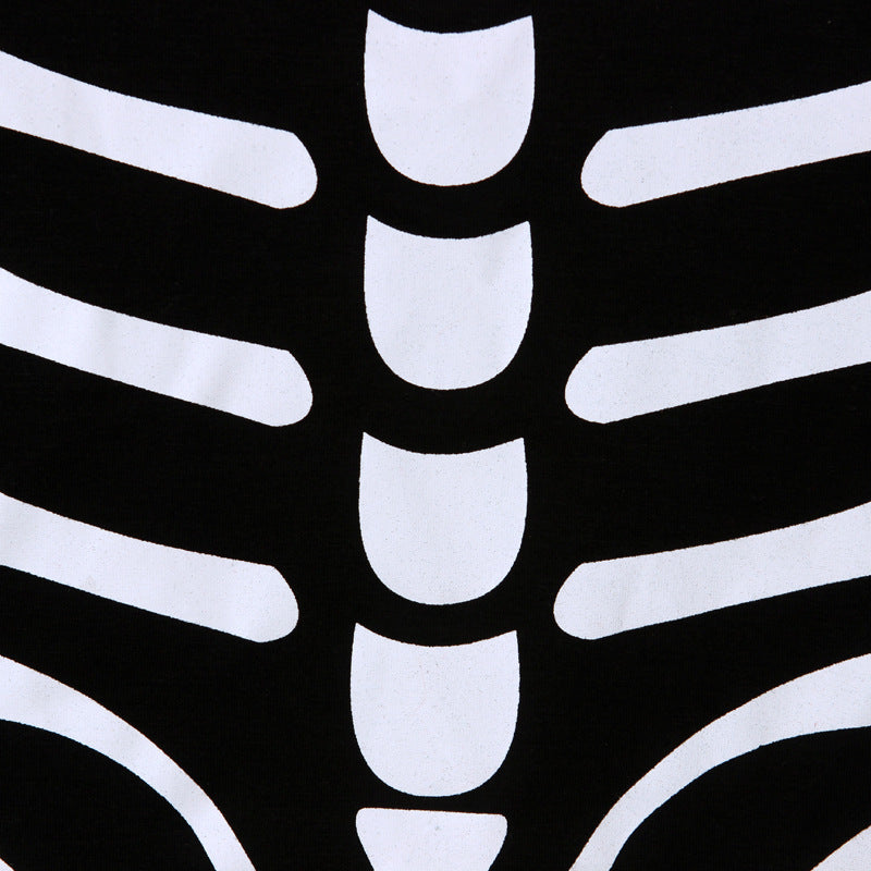 Kids' Bone Print Long Sleeve Romper for Halloween