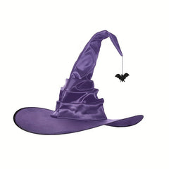 Enchanted Purple Witch Hat with Bat Motif