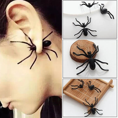 Creepy Black Spider Costume Earrings