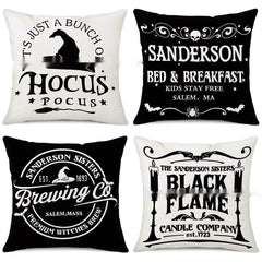 Halloween Pillow Cover with Witch Print