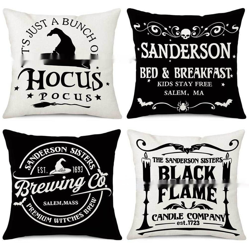 Halloween Pillow Cover with Witch Print
