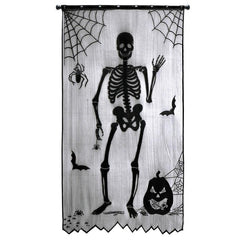 Spooky Skull and Web Halloween Curtain