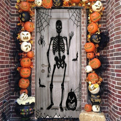 Spooky Skull and Web Halloween Curtain